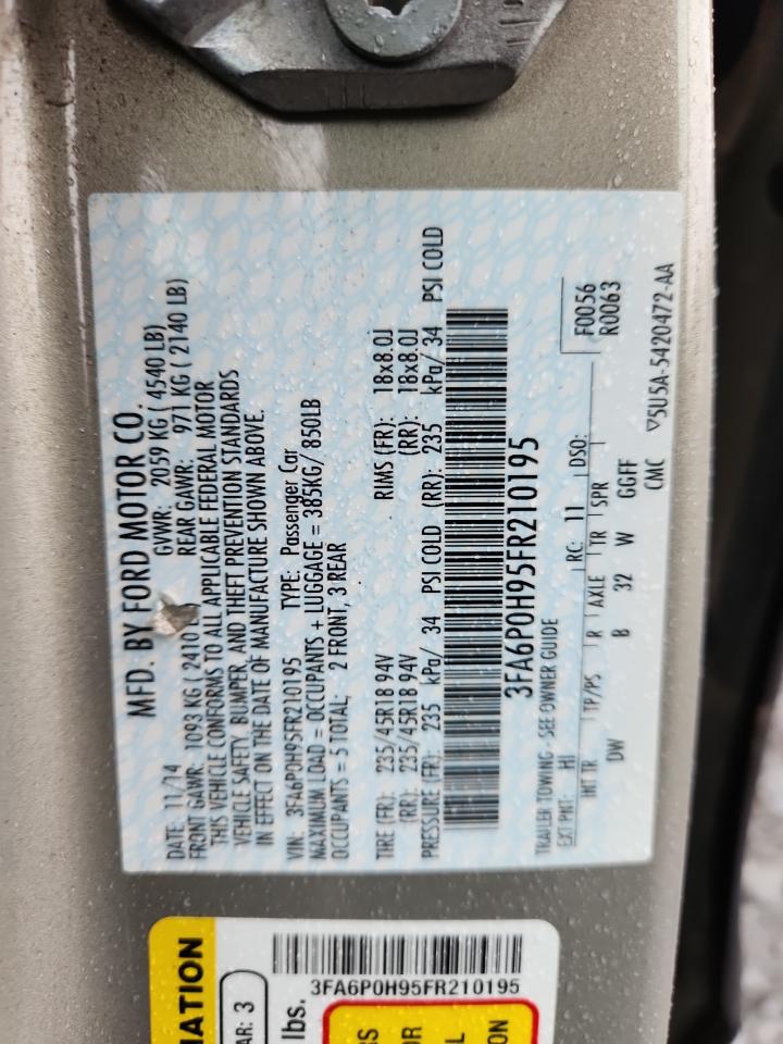 2015 Ford Fusion Se VIN: 3FA6P0H95FR210195 Lot: 86116795