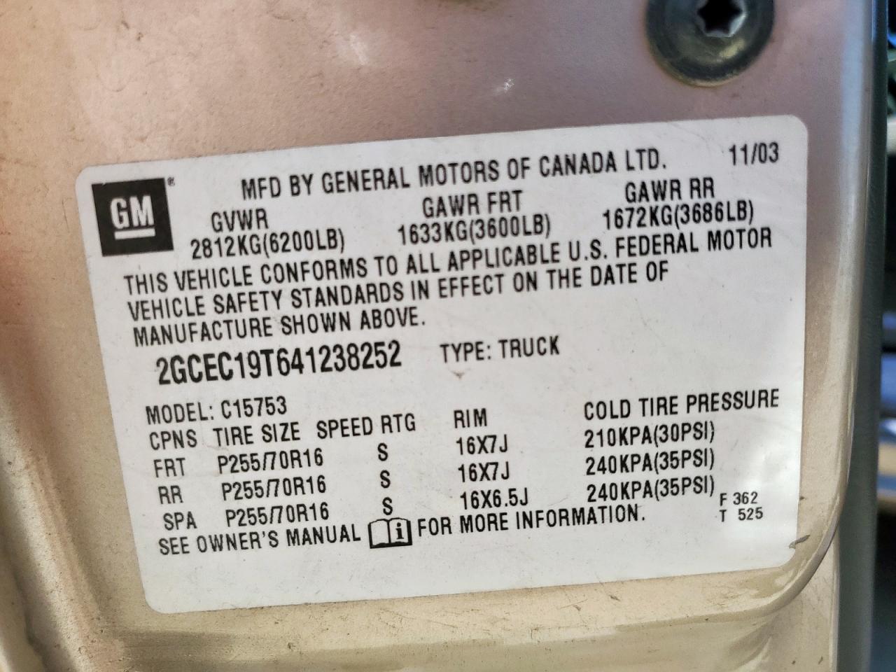 2006 Chevrolet Silverado C1500 VIN: 2GCEC19T641238252 Lot: 82392525