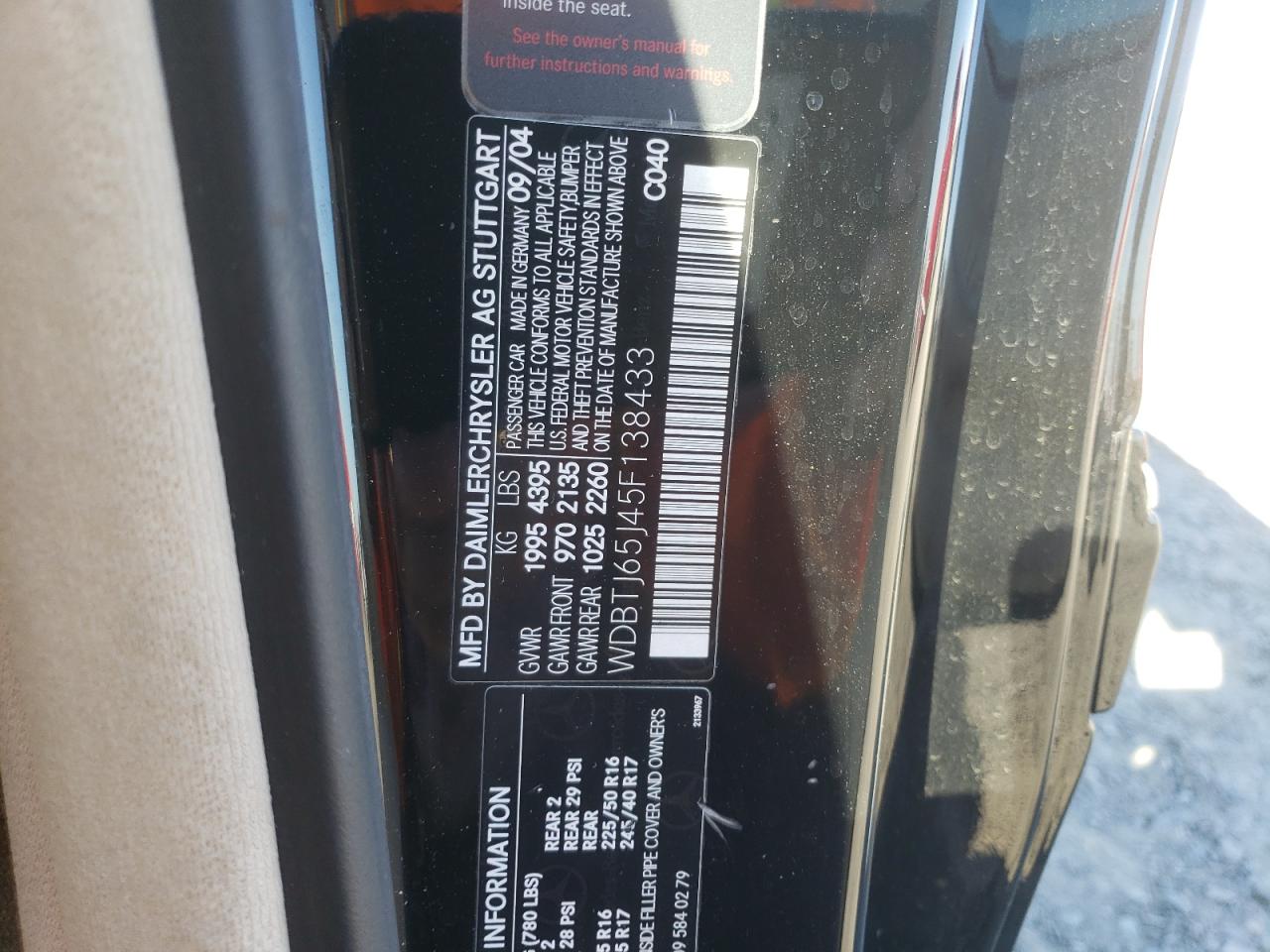 2005 Mercedes-Benz Clk 320C VIN: WDBTJ65J45F138433 Lot: 90544205