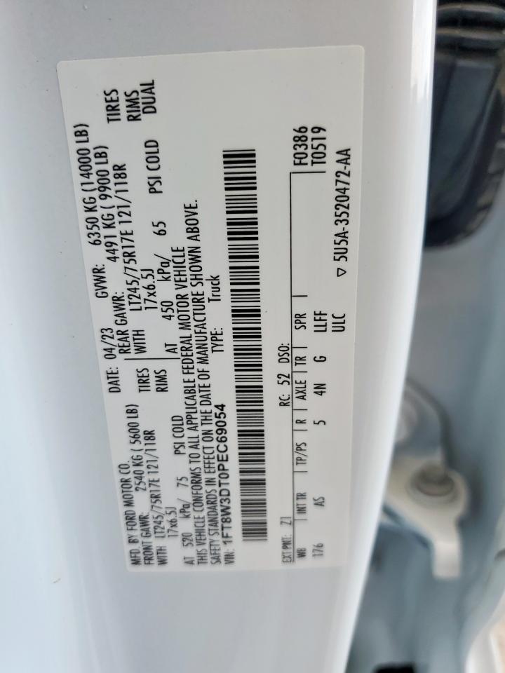 2023 Ford F350 Super Duty VIN: 1FT8W3DT0PEC69054 Lot: 85856035