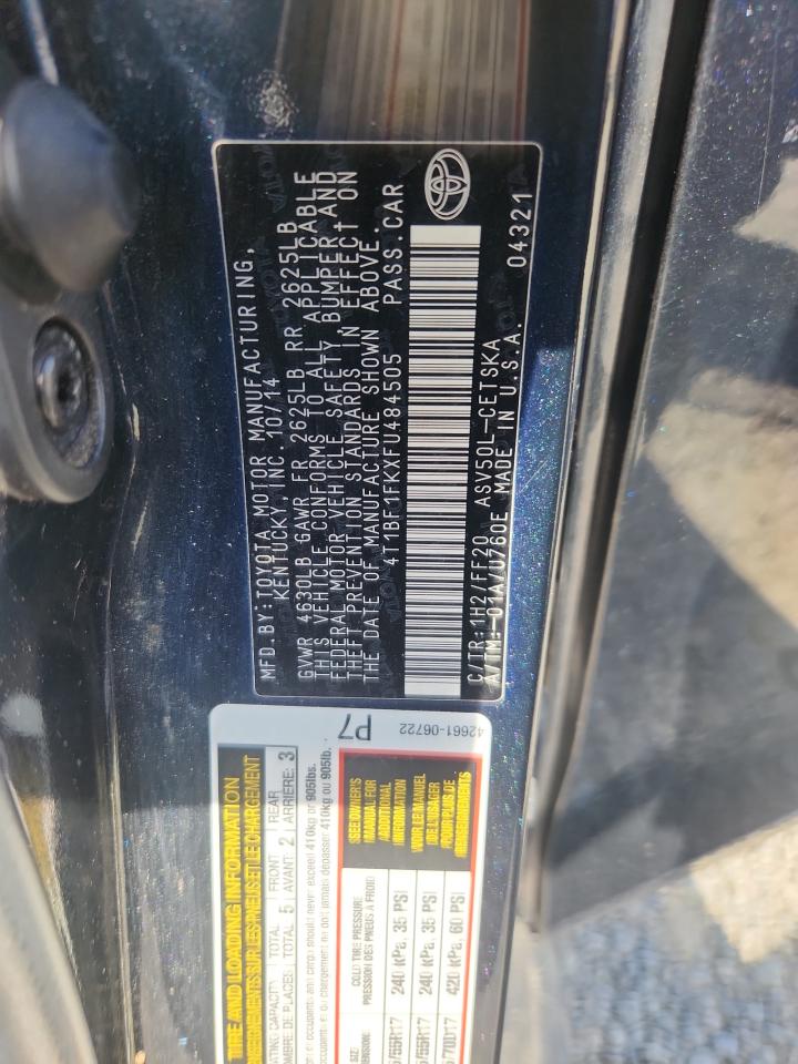 2015 Toyota Camry Le VIN: 4T1BF1FKXFU484505 Lot: 85877995