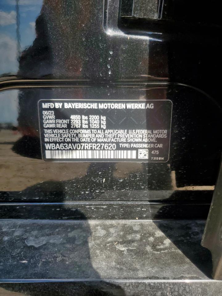 2024 BMW 430I Gran Coupe VIN: WBA63AV07RFR27620 Lot: 70590295