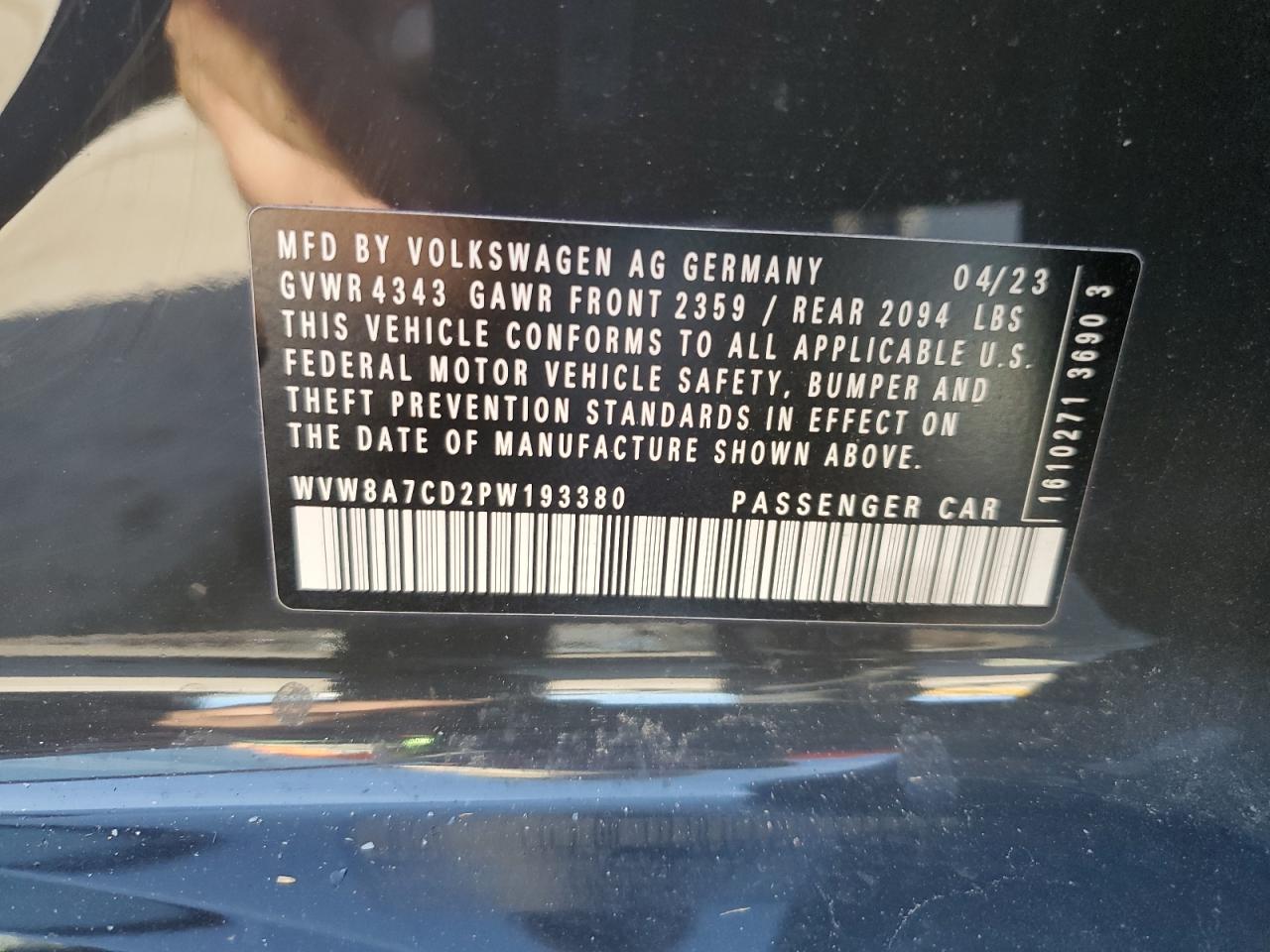 2023 Volkswagen Gti 40Th Anniversary VIN: WVW8A7CD2PW193380 Lot: 82115845