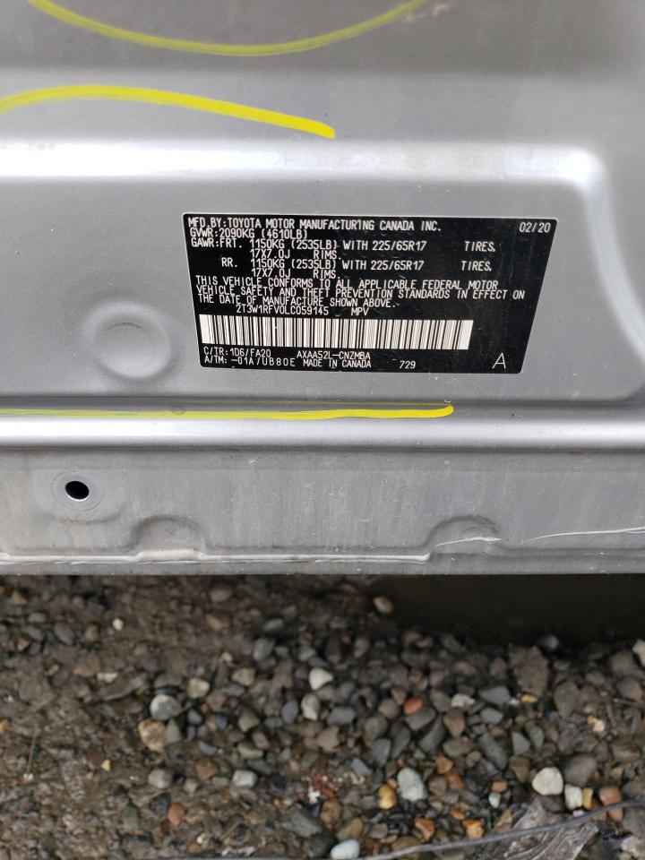 2020 Toyt Rav4 VIN: 2T3W1RFV0LC059145 Lot: 81951835