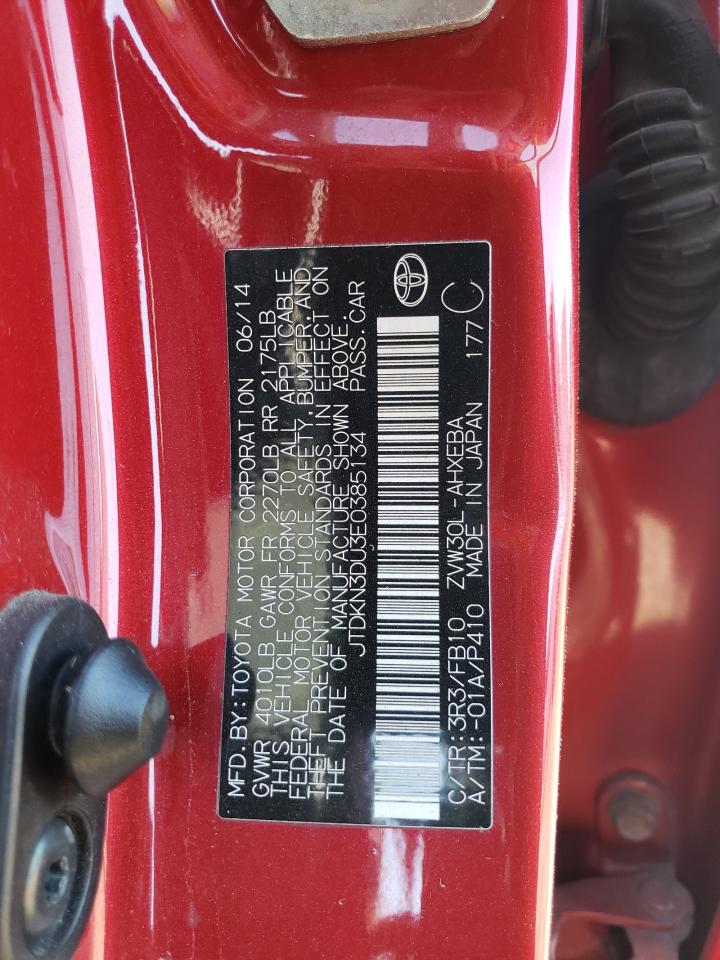 2014 Toyota Prius VIN: JTDKN3DU3E0385134 Lot: 85929585