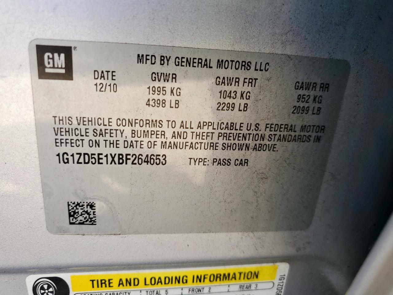 2011 Chevrolet Malibu 2Lt VIN: 1G1ZD5E1XBF264653 Lot: 84991065