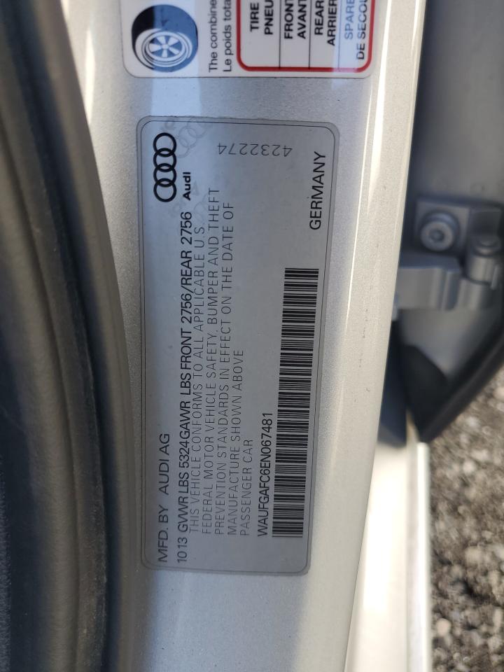 2014 Audi A6 Premium Plus VIN: WAUFGAFC6EN067481 Lot: 82361415