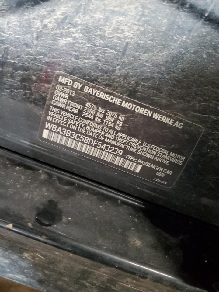 2013 BMW 328 Xi VIN: WBA3B3C58DF543239 Lot: 85844875