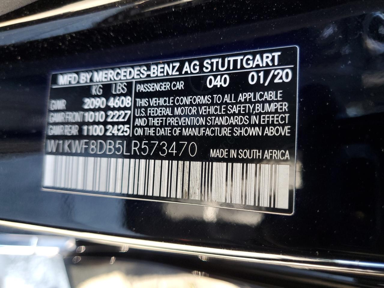 2020 Mercedes-Benz C 300 VIN: W1KWF8DB5LR573470 Lot: 82531755