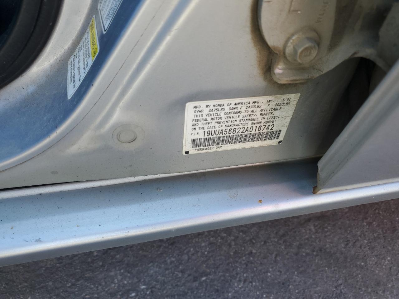 2002 Acura 3.2Tl Type-S VIN: 19UUA56822A016742 Lot: 82263265