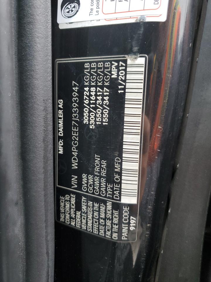2018 Mercedes-Benz Metris VIN: WD4PG2EE7J3393947 Lot: 87001285