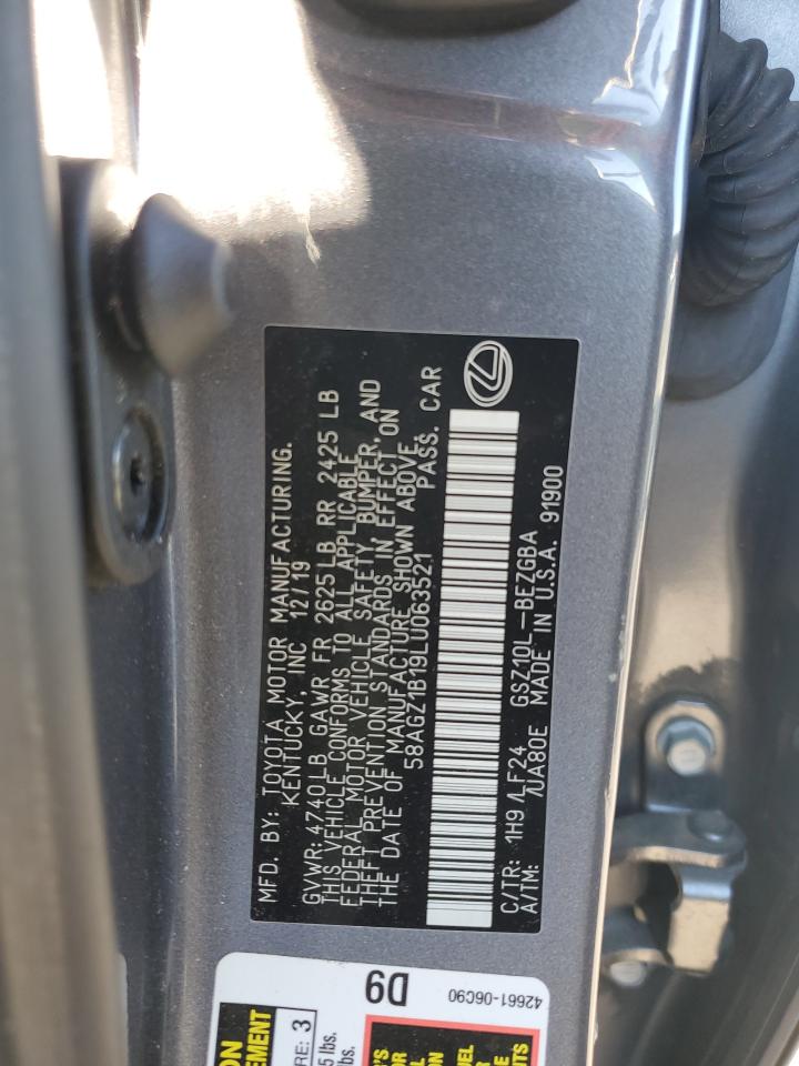 2020 Lexus Es 350 F Sport VIN: 58AGZ1B19LU063521 Lot: 86491925