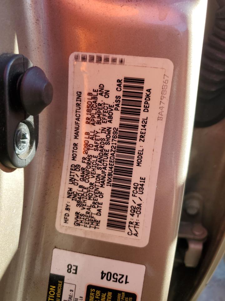 2010 Toyota Corolla Base VIN: 1NXBU4EE0AZ217692 Lot: 82447765