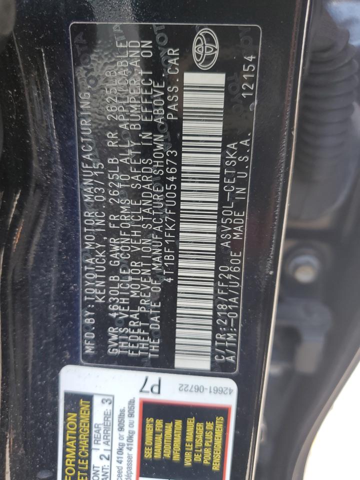 2015 Toyota Camry Le VIN: 4T1BF1FK7FU054673 Lot: 85839515