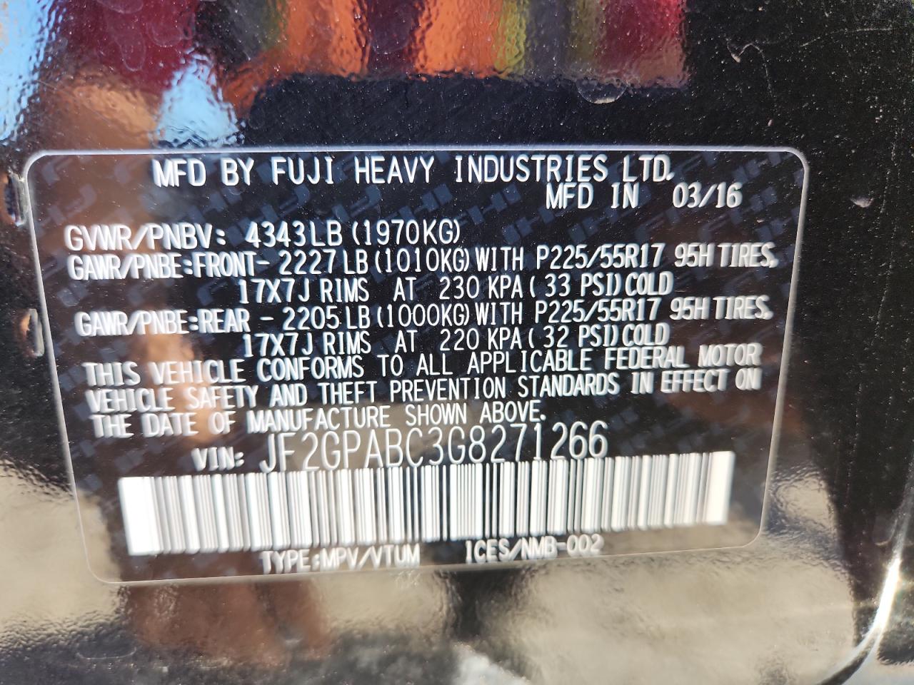 2016 Subaru Crosstrek Premium VIN: JF2GPABC3G8271266 Lot: 85574535