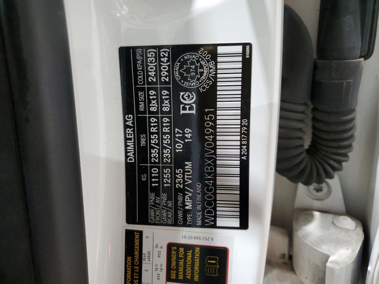 2018 Mercedes-Benz Glc 300 4Matic VIN: WDC0G4KBXJV049951 Lot: 89892675