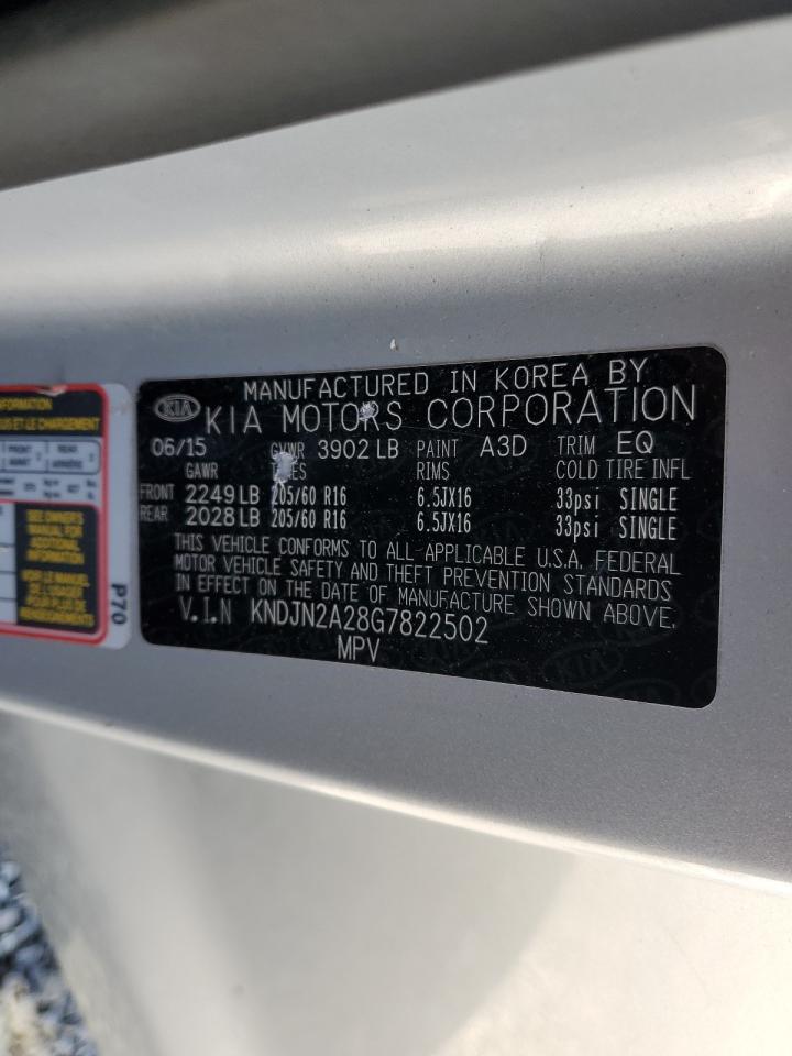 2016 Kia Soul VIN: KNDJN2A28G7822502 Lot: 84726095