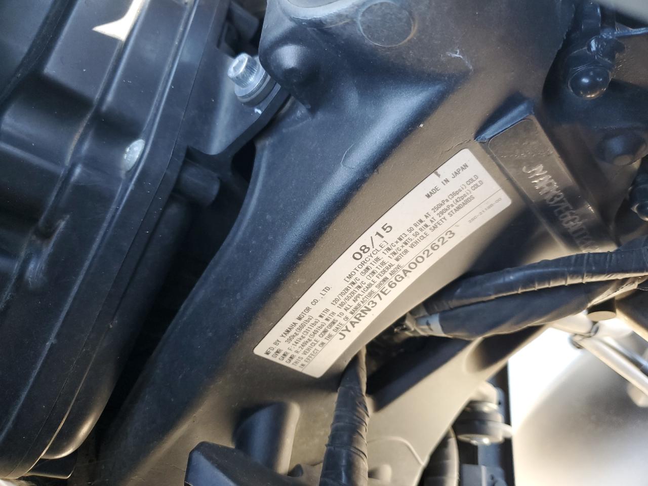 2016 Yamaha Fj09 VIN: JYARN37E6GA002623 Lot: 87124795