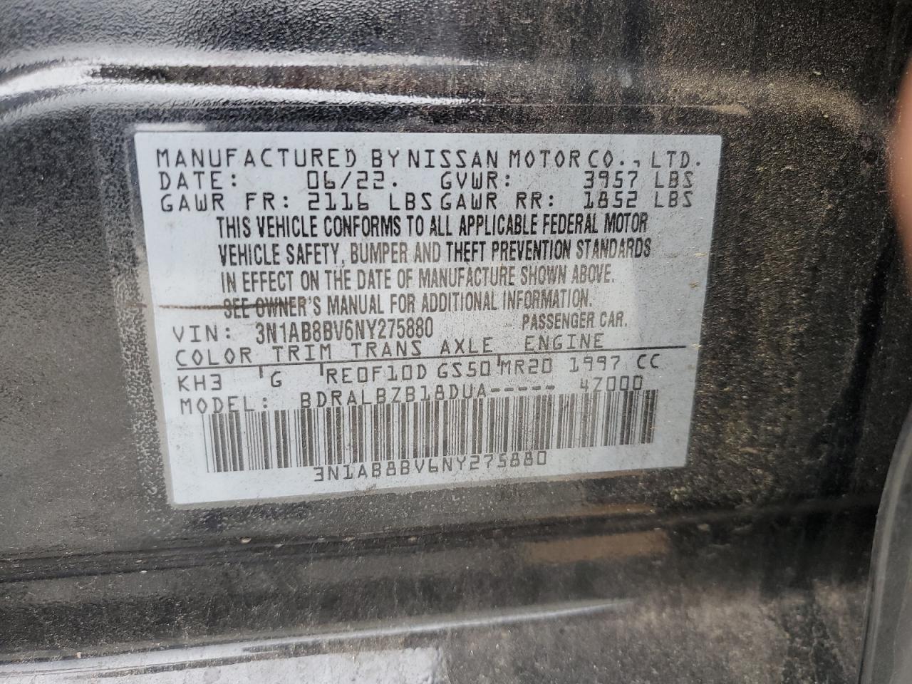 2022 Nissan Sentra S VIN: 3N1AB8BV6NY275880 Lot: 82230265