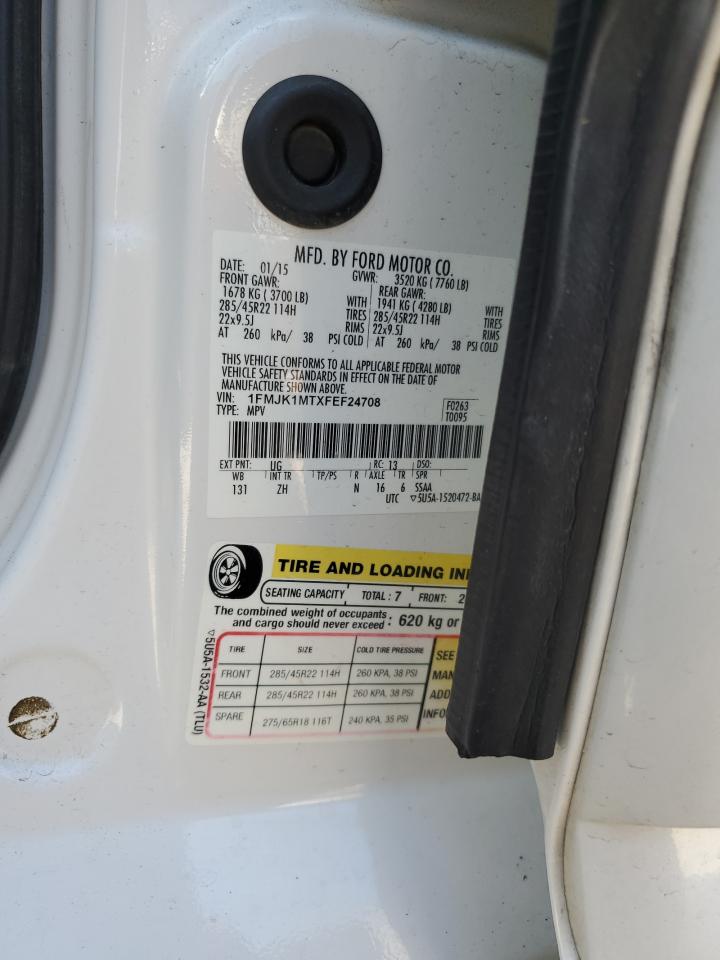 2015 Ford Expedition El Platinum VIN: 1FMJK1MTXFEF24708 Lot: 84944845