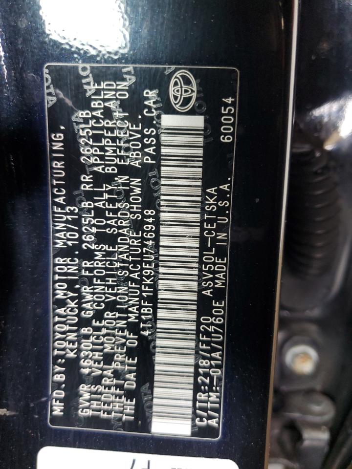 2014 Toyota Camry L VIN: 4T1BF1FK9EU746948 Lot: 85698885