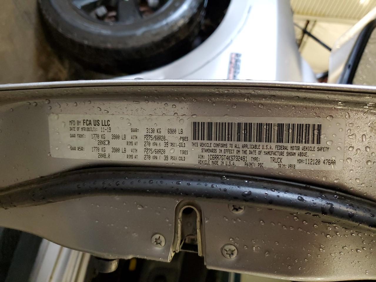 2019 Ram 1500 Classic Slt VIN: 1C6RR7GT4KS732491 Lot: 89875635