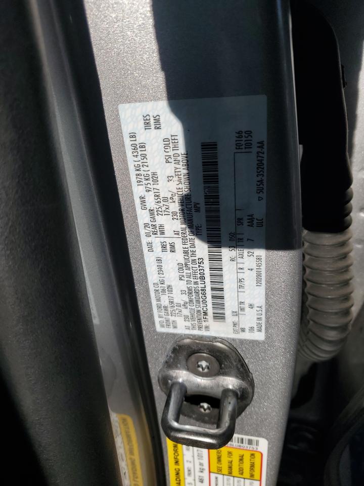 2020 Ford Escape Se VIN: 1FMCU0G68LUB03753 Lot: 89502255