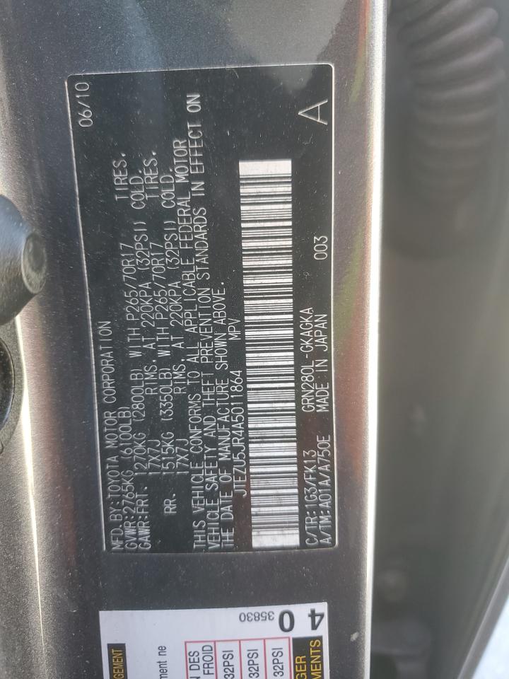 2010 Toyota 4Runner Sr5 VIN: JTEZU5JR4A5011864 Lot: 90883855