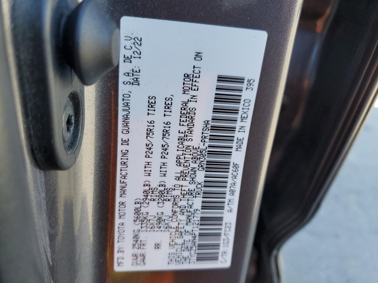 2023 Toyota Tacoma Double Cab VIN: 3TYCZ5AN4PT121779 Lot: 85374045