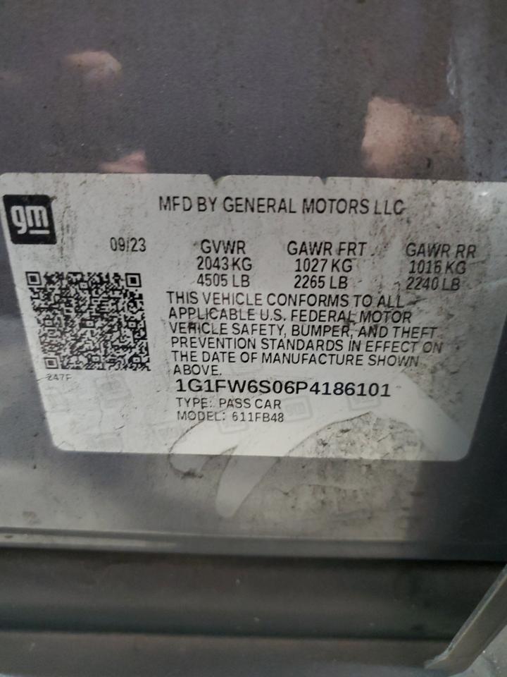 2023 Chevrolet Bolt Ev 1Lt VIN: 1G1FW6S06P4186101 Lot: 85852665
