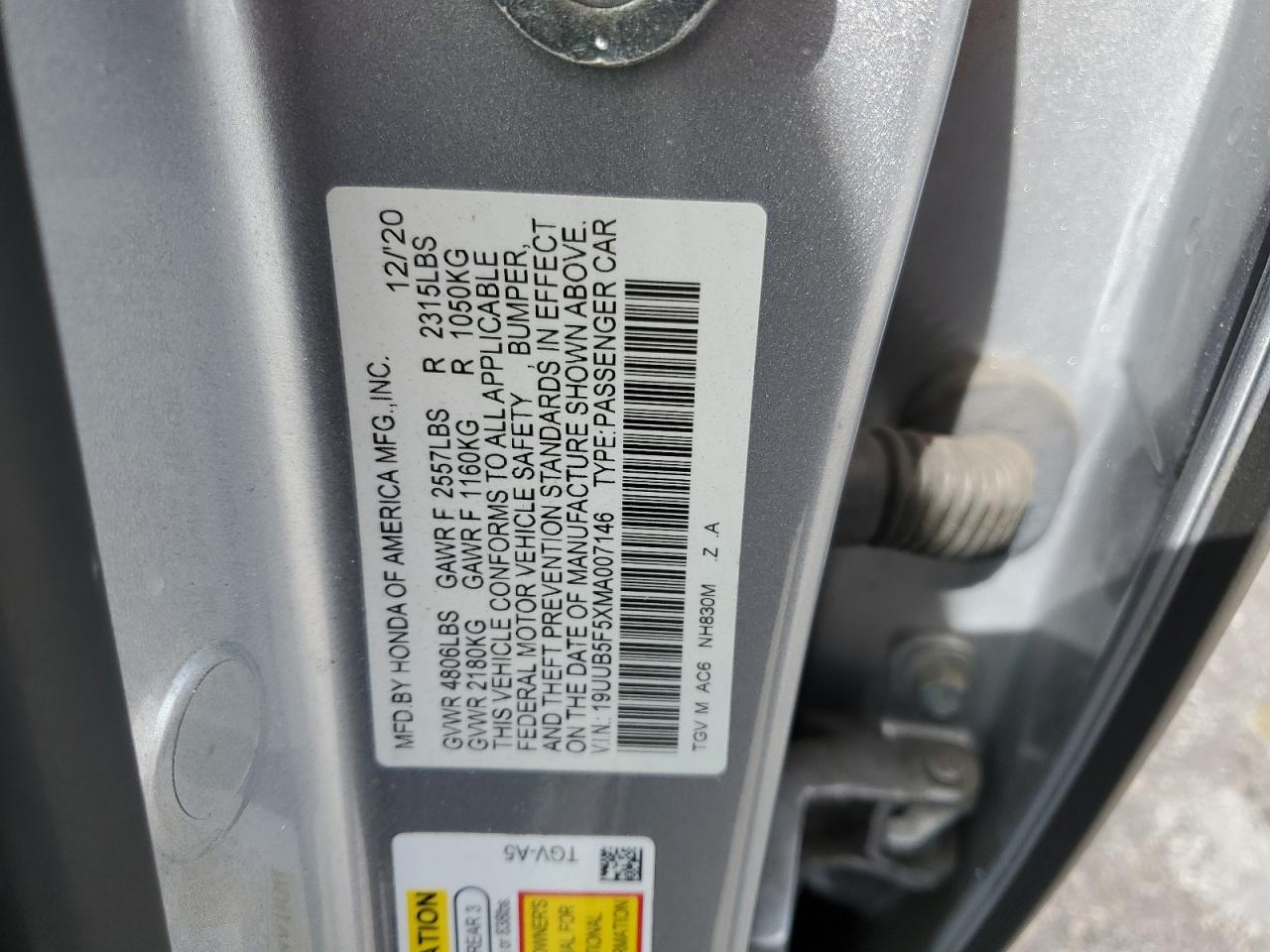 2021 Acura Tlx Tech A VIN: 19UUB5F5XMA007146 Lot: 85912375