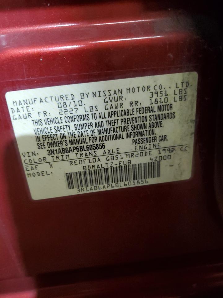 2011 Nissan Sentra 2.0 VIN: 3N1AB6AP6BL605856 Lot: 85688465