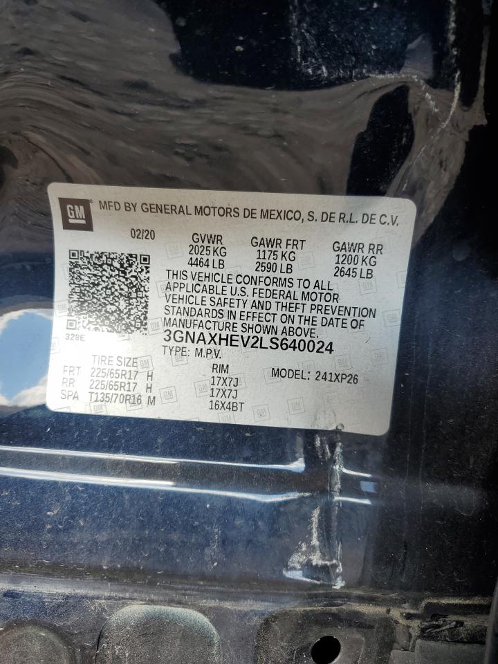 2020 Chevrolet Equinox Ls VIN: 3GNAXHEV2LS640024 Lot: 89838425