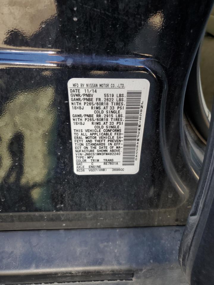 2015 Infiniti Qx70 VIN: JN8CS1MW3FM482240 Lot: 82505305