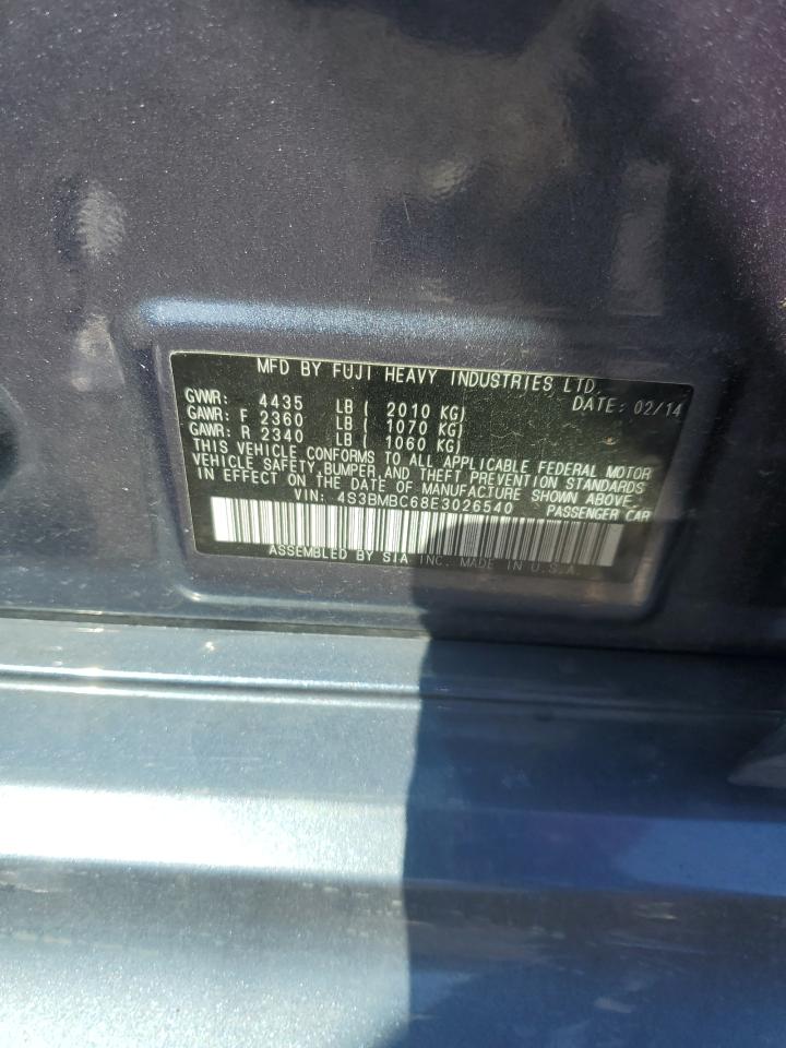 2014 Subaru Legacy 2.5I Premium VIN: 4S3BMBC68E3026540 Lot: 84947635