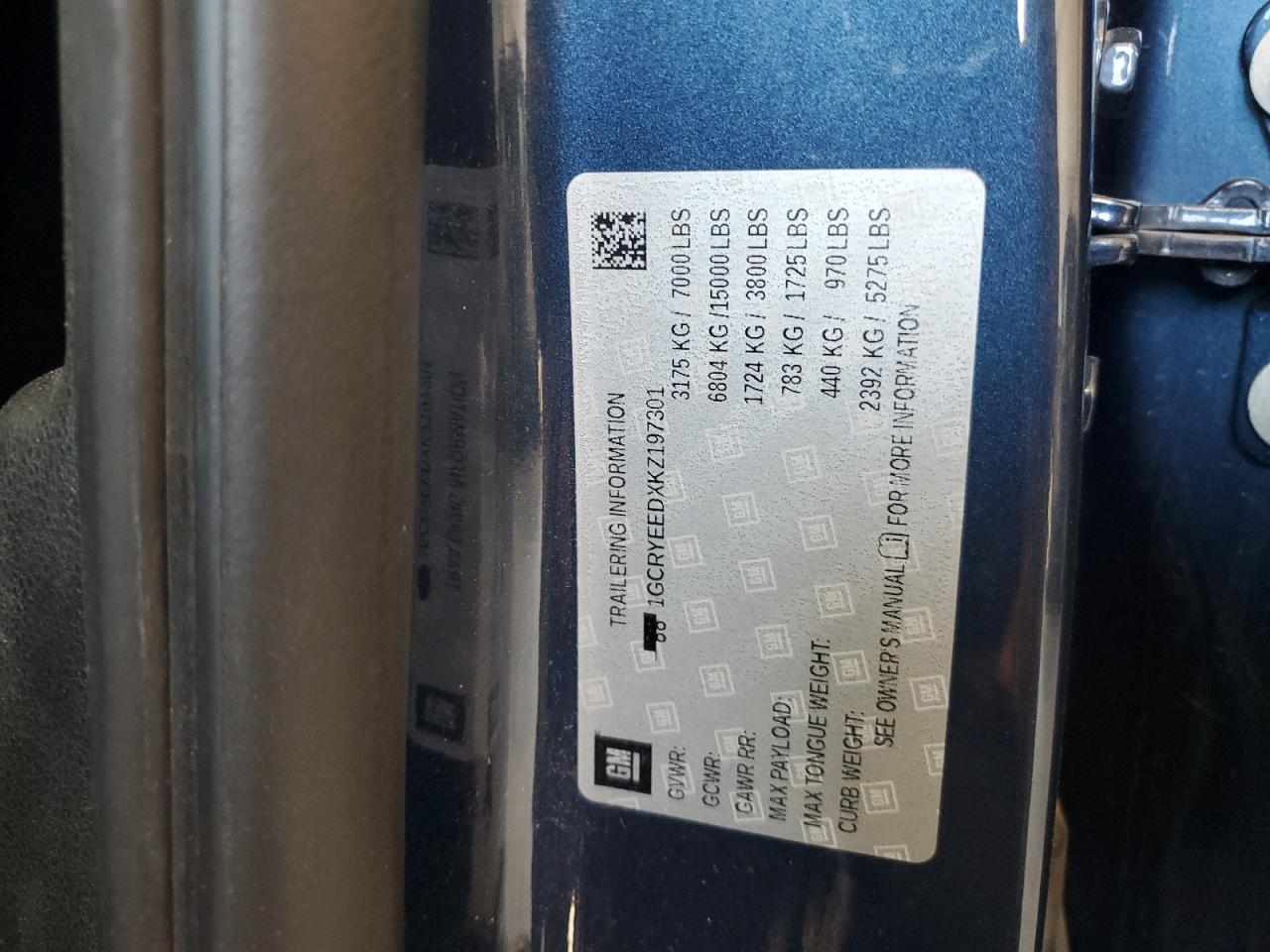 2019 Chevrolet Silverado K1500 Rst VIN: 1GCRYEEDXKZ197301 Lot: 82302595