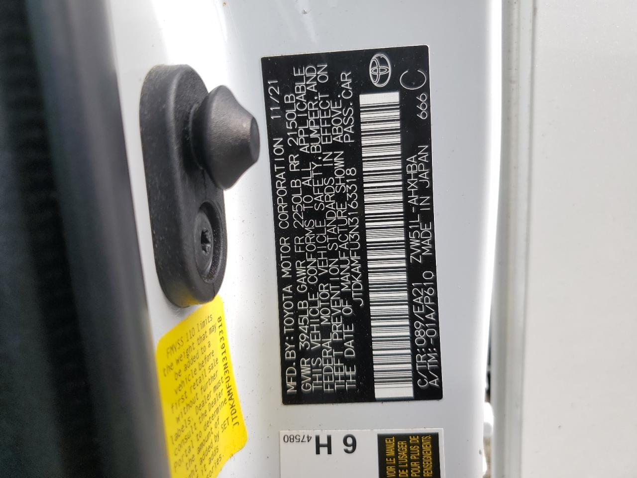 2022 Toyota Prius Night Shade VIN: JTDKAMFU3N3163318 Lot: 84974865