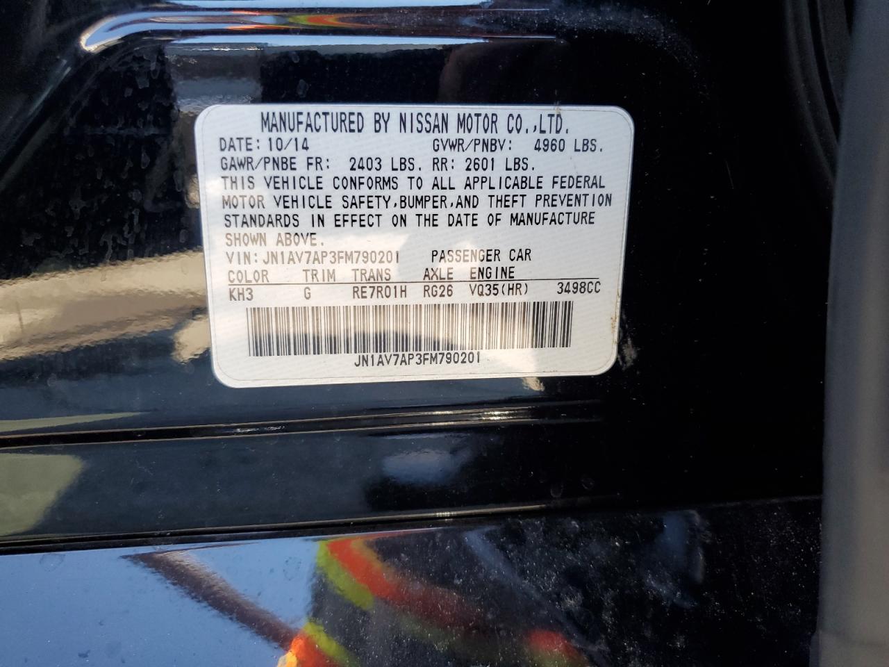 2015 Infiniti Q50 Hybrid Premium VIN: JN1AV7AP3FM790201 Lot: 81954115