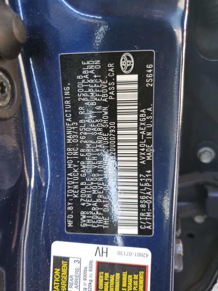 2013 Toyota Avalon Hybrid VIN: 4T1BD1EB2DU007930 Lot: 86628205