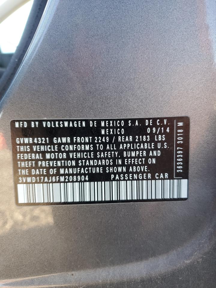 2015 Volkswagen Jetta Se VIN: 3VWD17AJ6FM208904 Lot: 86049955