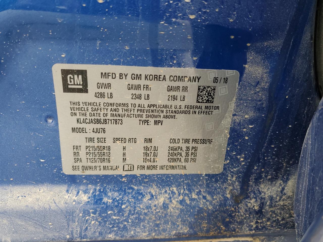 2018 Buick Encore Preferred VIN: KL4CJASB6JB717873 Lot: 89841295