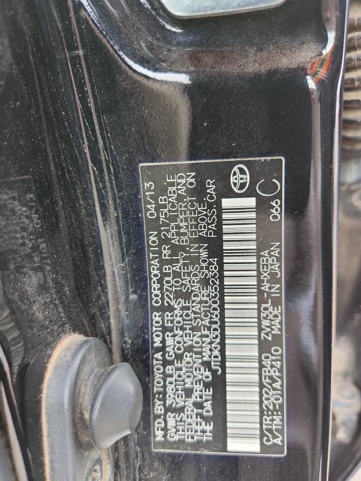2013 Toyota Prius VIN: JTDKN3DU6D0352384 Lot: 89863235