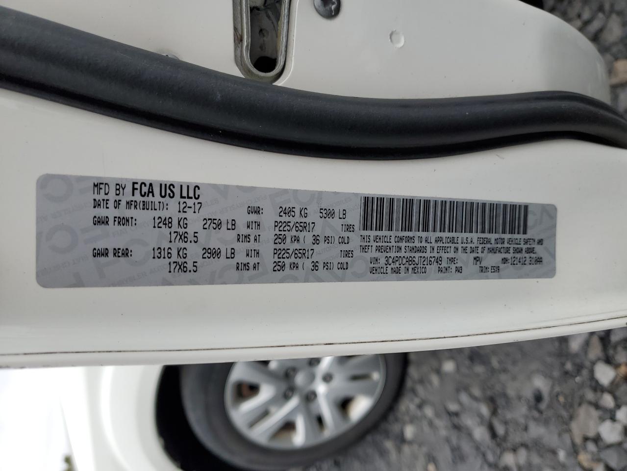 2018 Dodge Journey Se VIN: 3C4PDCAB6JT216749 Lot: 82442485