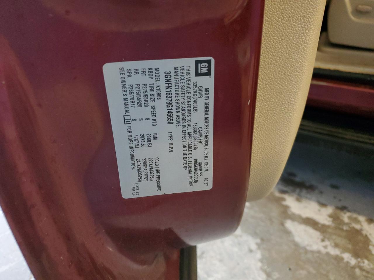 2008 Chevrolet Suburban K1500 Ls VIN: 3GNFK16378G146650 Lot: 90121325