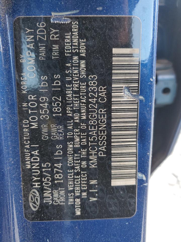 2016 Hyundai Accent Se VIN: KMHCT5AE8GU242383 Lot: 82641855