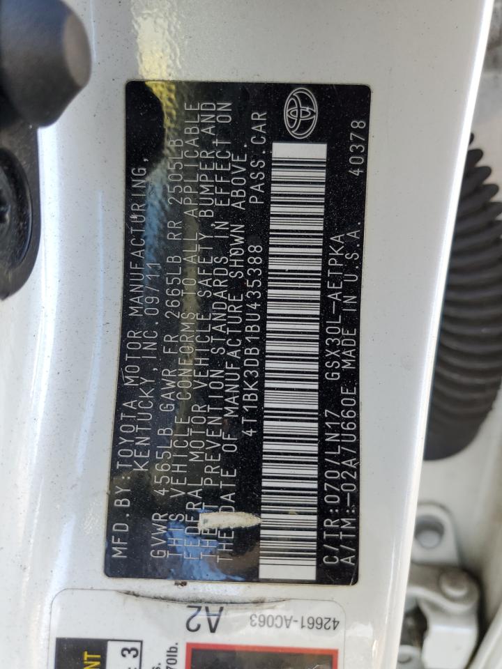 2011 Toyota Avalon Base VIN: 4T1BK3DB1BU435388 Lot: 85915365