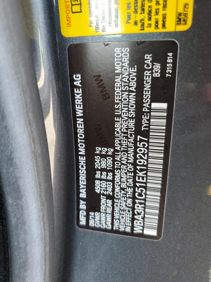 2014 BMW 435 I VIN: WBA3R1C51EK192957 Lot: 85683165