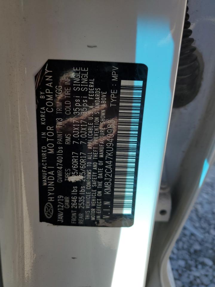 2019 Hyundai Tucson Se VIN: KM8J2CA47KU940983 Lot: 85097935