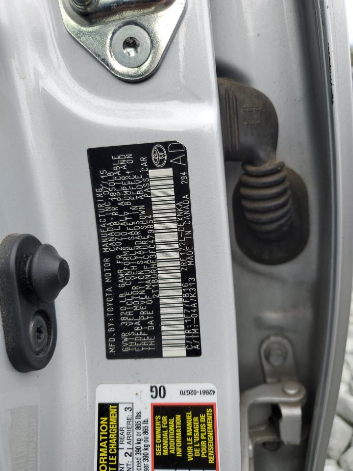 2015 Toyota Corolla L VIN: 2T1BURHE3FC479854 Lot: 82109605