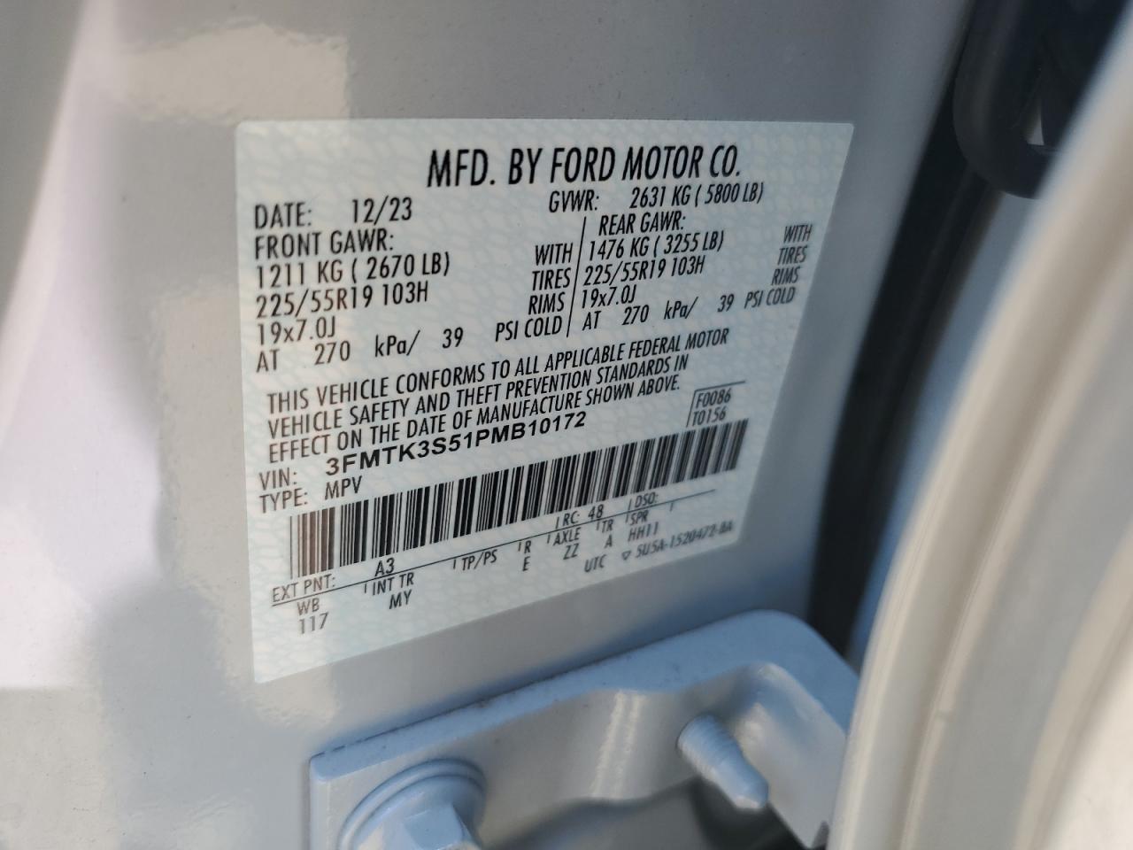 2023 Ford Mustang Mach-E Premium VIN: 3FMTK3S51PMB10172 Lot: 84571285